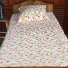 New Luxury single / twin cotton flannelle sheet set with pillowcase 425 gsm. Rings & roses orange