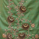 green metal sequin salwar kameez / lehenga choli designer partywear in tussar cotton. free S& H