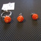 Coral Earrings and a ring in 925 Silver (set of 3)