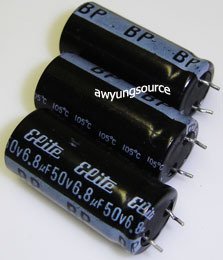 6.8uF-50V BI-POLAR SNAP RADIAL LEADS 105C ELITE 3 PCS