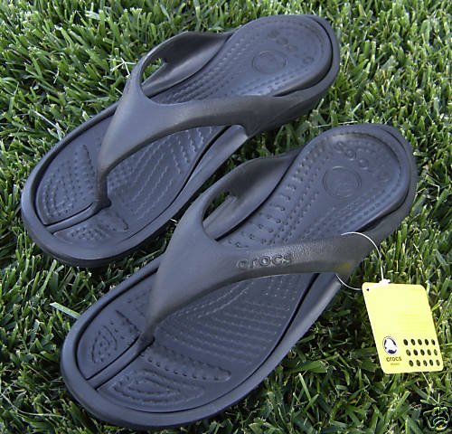 CROCS SHOES ATHENS (FLIP-FLOPS) BLK/BLK MENS 7 / WMNS 9