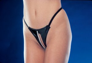 Leather and Chain Split Front G-String - Item 124