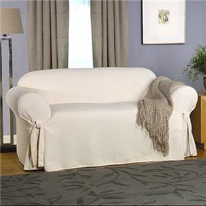NEW VANILLA WICKER Weave CHENILLE SOFA & LOVESEAT SET SLIPCOVERS