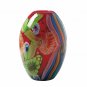 RED FLORAL FLOW GLASS VASE