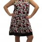 Sateen knee dress with square print