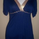 Roman blue with gold braided with empire waist