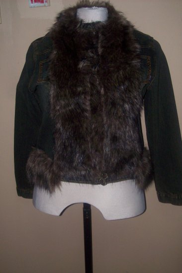 Designer Washed denim jacket with fur