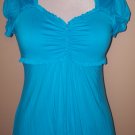 Blue ruffle empire waist top
