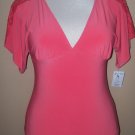 Pink top with lace shoulder