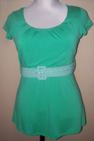 Green top with striped belt