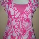 White and pink paisley print 2pc top