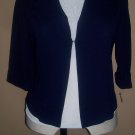 Navy 3/4 blazer with open front