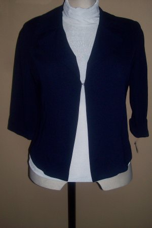 Navy 3/4 blazer with open front
