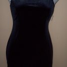 Black velour mini dress with rhinestone shoulder buckles