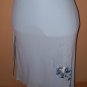 Baby blue slanted drawstring knee skirt with patch