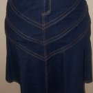 Denim knee skirt with frill stitch