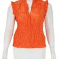 Orange elastic bodice blouse with front buttons