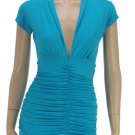 Mustard ruched long top with back slit