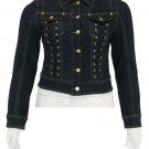 Dark denim jacket with eyelid ties