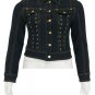 Dark denim jacket with eyelid ties