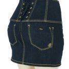 Dark denim mini skirt with lace up back