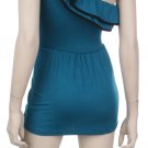 Teal Off shoulder top with ruffle with belt