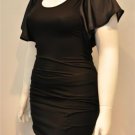 Black winged top with sateen short sleeve.