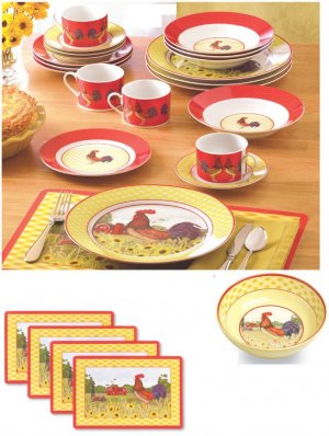 Country Rooster Dinnerware Set