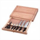 Wood Cutting Board with Knife Set