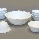 VINTAGE INDIANA GLASS LILY PON LG.BOWL AND 8 DESSERTS
