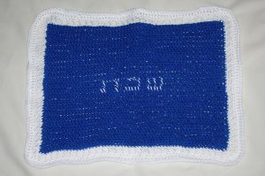 Blue & White Crocheted Challah Cover