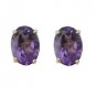 18K Gold Plated Sterling Silver "Amethyst" Stud Earrings