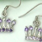 Sterling Silver Plated Purple Crown Earrings