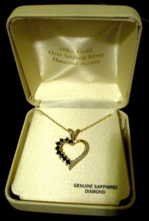 18K Gold Sapphire Heart Necklace