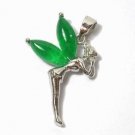 Silver Jade Tinkerbell Fairy Pendant Necklace