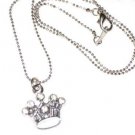 Silver Crystal Pendant Crown Necklace