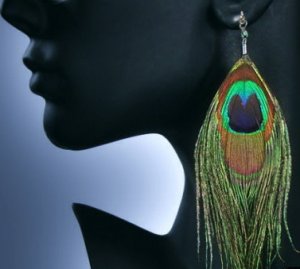 Genuine Peacock Feather Earrings