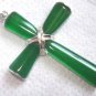 Silver Jade Christian Cross Crucifix Pendant Necklace