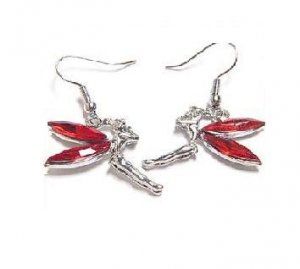 Red Tinkerbell Fairy Earrings