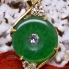 18KGP Gold Jade Crystal Circle Pendant Necklace