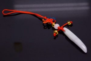 Chinese Knot & Jade Sword Cell Phone Charm [style2]