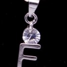 Silver Crystal "F" Initial Letter Pendant Necklace