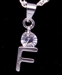Silver Crystal "F" Initial Letter Pendant Necklace