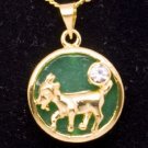 Gold Jade Ram Goat (Chinese Zodiac) Pendant Necklace