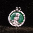 Silver Jade Kwan Yin Guan Yin Avalokiteśvara Bodhisattva Buddhist Amulet Talisman Pendant [style3]