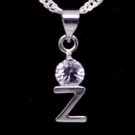 Silver Crystal "Z" Initial Letter Pendant Necklace