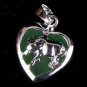 Silver Jade Ox Cow (Chinese Zodiac) Heart Necklace
