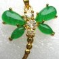 Gold Jade Dragonfly Pendant Necklace
