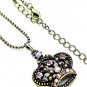 Antique Bronze Crown Pendant Necklace