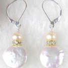 Silver Pink Pearl & Mother of Pearl Dangle Earrings